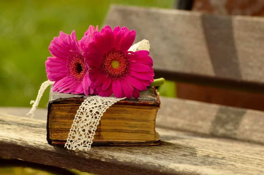 Eine Bibel mit Blume