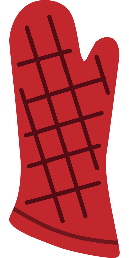 Roter Handschuh zum grillen